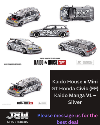 #ad Kaido House x Mini GT Honda Civic EF Kaido Manga V1 – Silver #260 1 64 $19.99