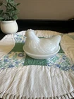 Vintage Milk Glass Hen on Nest Hazel Atlas 1950s MCM Mini Covered Dish Chicken