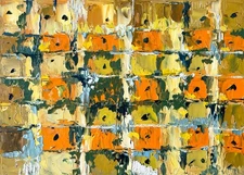 Sunflower Abstract Painting Original Art Impasto Oil Painting 10x14" Field Art