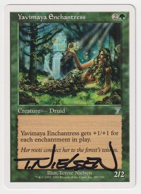 Signed Yavimaya Enchantress MP 7th Edition Artist Terese Nielsen 2001 MTG Magic!