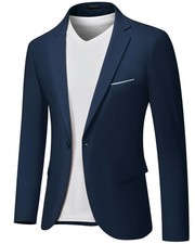 Hihawk Men's Slim Fit Blazer, One Button Casual Solid Jacket, Daily Lightweight
