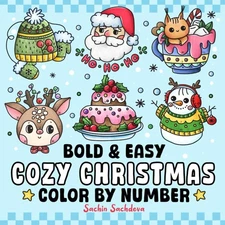 Cozy Christmas Color by Number: Bold and Easy Coloring Book for Adults, Teens an