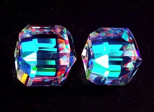 Cubo de topacio místico color arco iris corte 200+ quilates natural certificado par de piedras preciosas sueltas - Imagen 2 de 7
