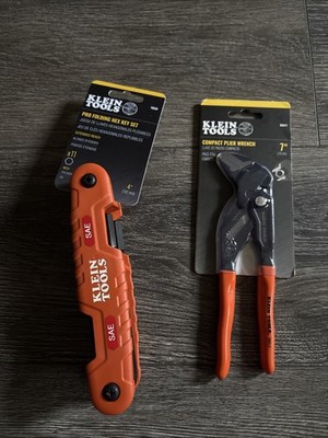 Klein Tools 70550 Hex Key Set 11-Key, SAE & D5317 Compact Plier Wrench