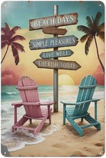 Vintage Beach Room Bedroom Surfboard Tin Metal Signs Home D cor 8x12