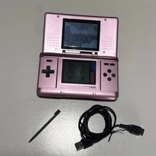 Nintendo DS Original NTR-001 Console Pink Tested And Works With Cable And Stylus
