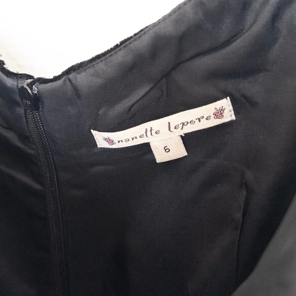 Top Babydoll Y2K Nanette Lepore Mujer Talla 6 Negro Seda Cuentas Fiesta Malla Glamour Foto 4 de 4