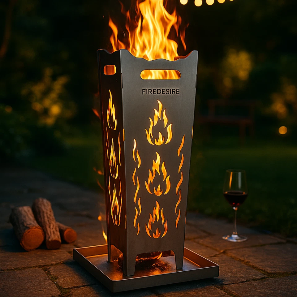 Cesta de fuego FireDesire 80 cm + placa de parrilla, tonel de fuego, bandeja de fuego, tonel de barbacoa - Imagen 2 de 4