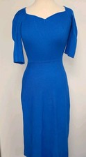 SOSANDAR Cobalt Blue Twist Detail Fit & Flare Knitted Dress - NWT - UK 10