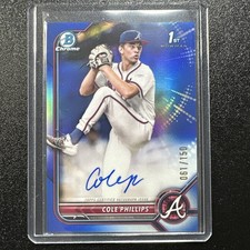 COLE PHILLIPS 2022 BOWMAN CHROME DRAFT 1ST BLUE BRAVES AUTO /150