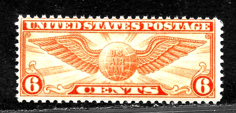 HICK GIRL-M.N.H.  U.S.  AIRMAIL  SC#C19    WINGED GLOBE, ORANGE         X4313