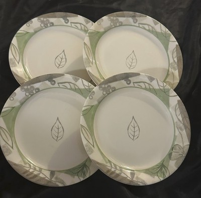 Corelle Impressions Textured Leaves Salad or Dessert Plates  (4) Vitrelle 7-1/4''