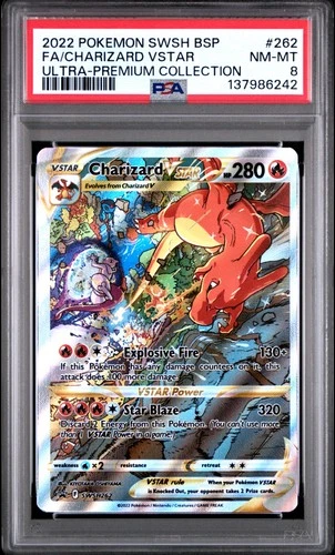 2022 POKEMON SWSH BLACK STAR PROMO #262 FULL ART/CHARIZARD VSTAR PSA 8