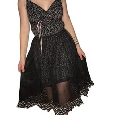 Vintage sheer skirt with polkadot hem and elastic waistband