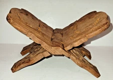 Vintage Carved Wood Folding Cookbook Holder Bible Book Display Stand 8.5" X 5"