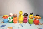 Lot of 7 Vintage Fisher-Price Little People Sesame Street Characters, Worn