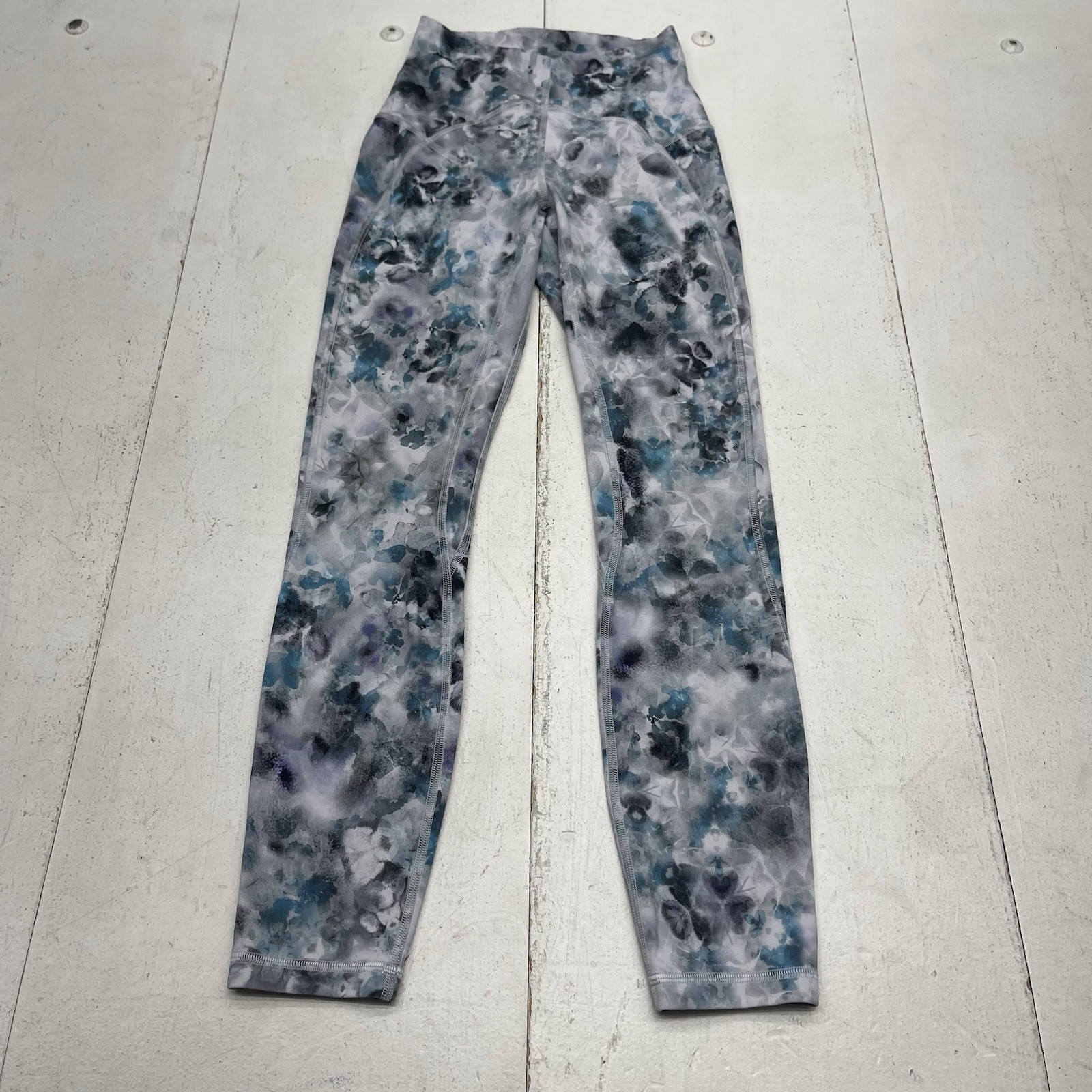 Lululemon Unlimit High Rise 25" Blue Kaleidofloral Multi Leggings Women's Size 2