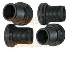 4x Bulkhead Fitting 1" 1 Inch Aquarium Pond Hydroponics Rain Barrel Slip x Slip
