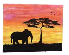 ELEPHANT WALK ORIGINAL OIL PAINTING 