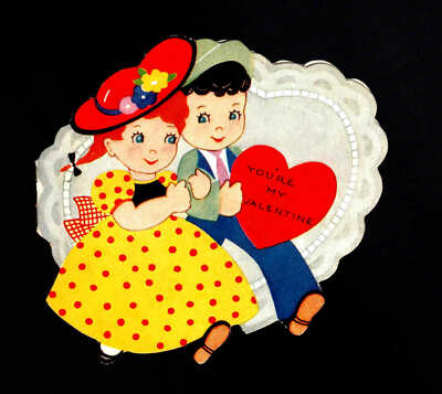 Vintage Valentine Card Boy Girl Walking Arm In Arm Ebay