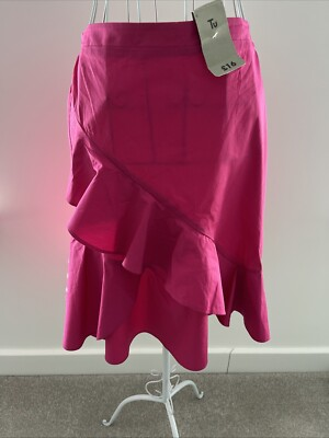 #ad #ad BNWT Ladies TU Sainsburys Hot Pink Frill 100% Cotton Skirt UK 8 ***NEW*** GBP 4.95