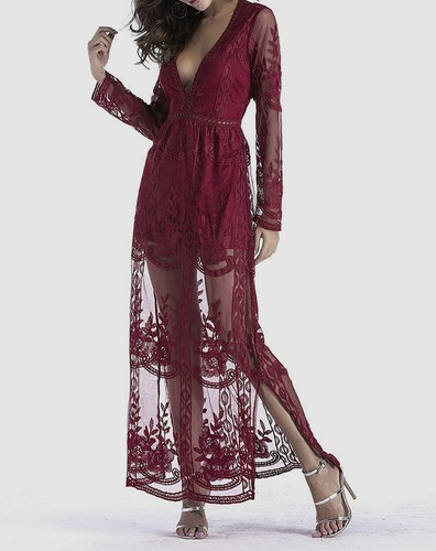 V-Neck Lace Overlay Romper Dress Size 