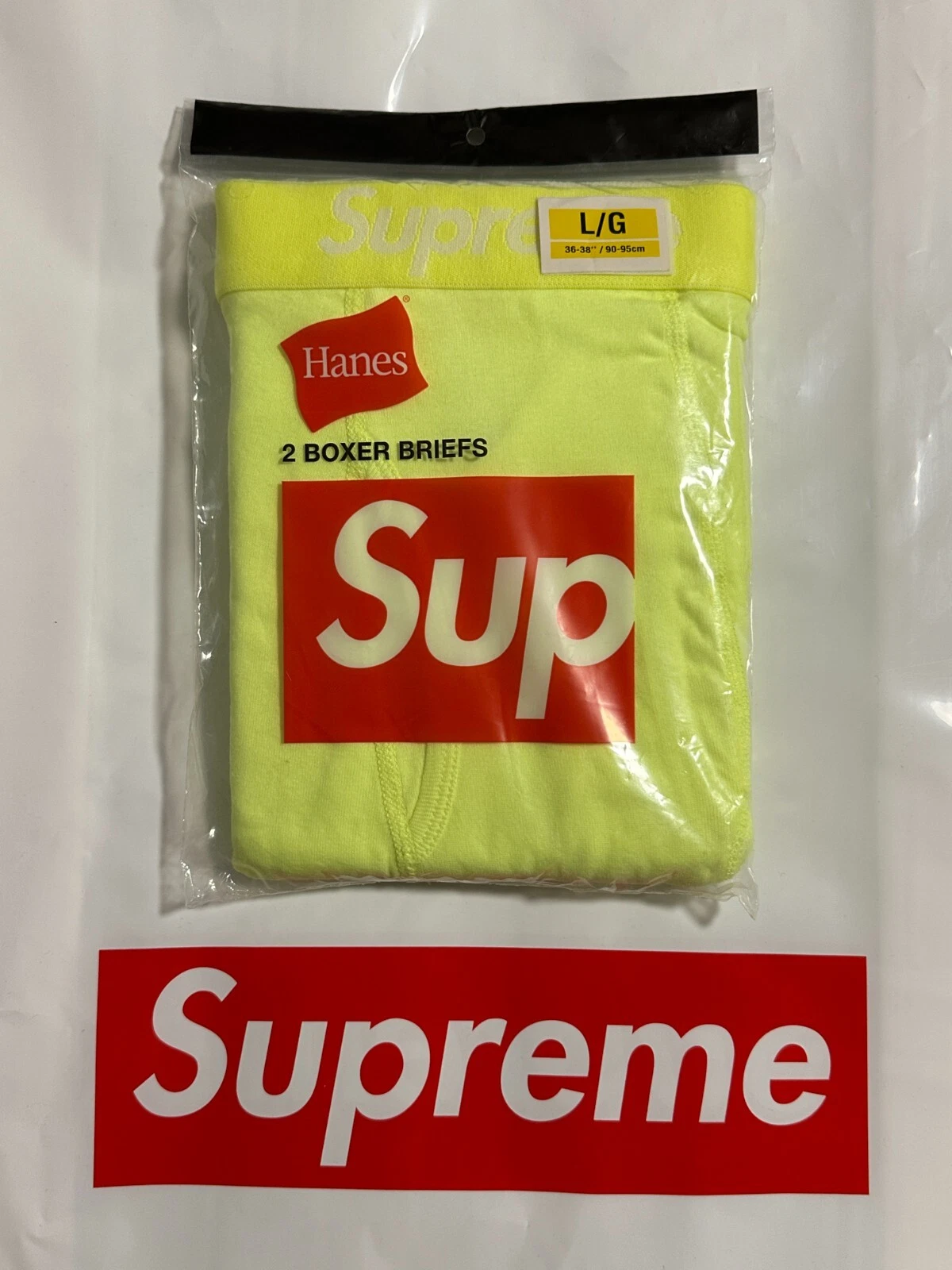 SLIP BOXER SUPREME HANES (JAUNE FLUORESCENT) (GRAND) (LOT DE 2) 36 38