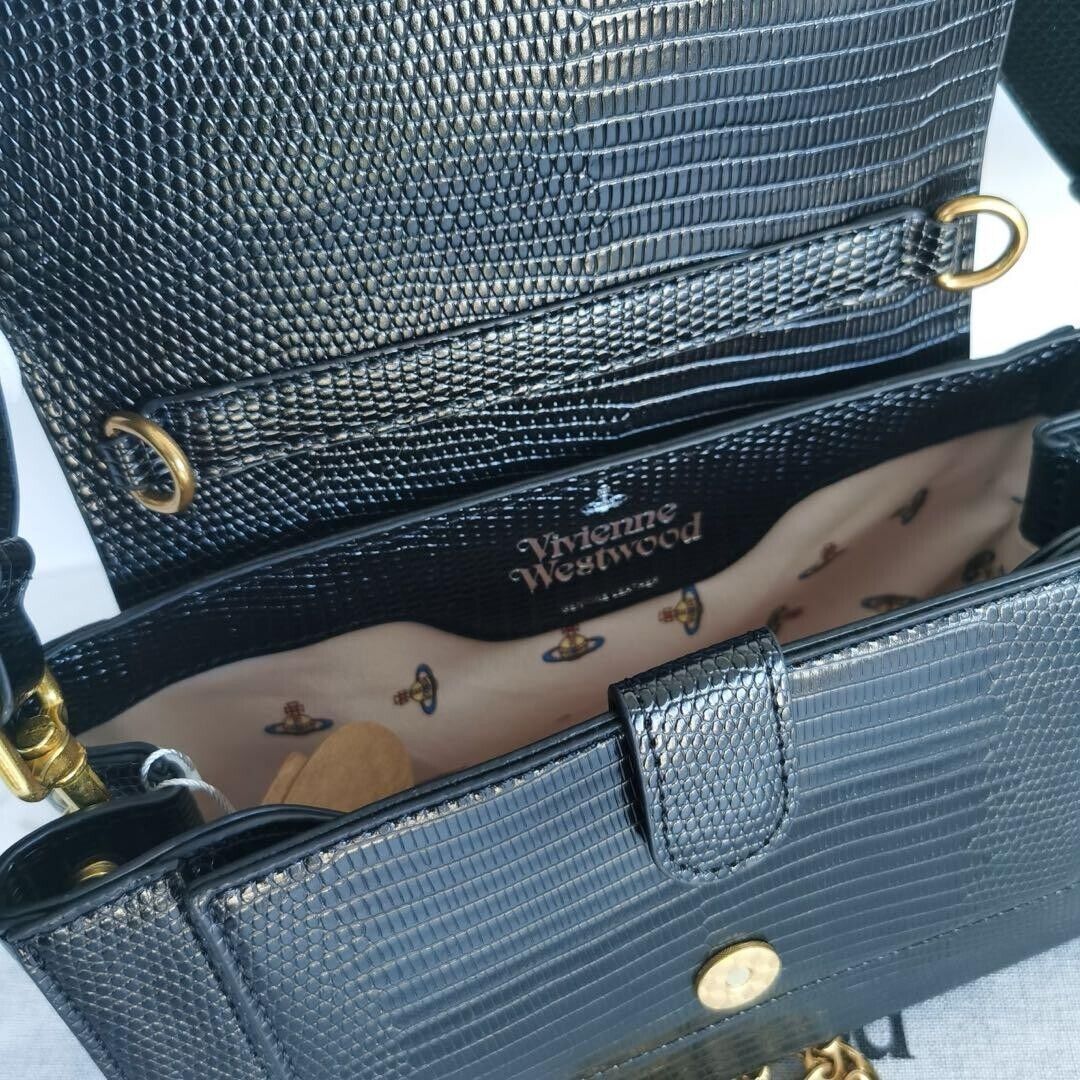 Vivienne Westwood Hazel Medium Handbag Black USED 202409M2 Vivienne Westwood Hazel Medium Handbag Black USED 202409M2