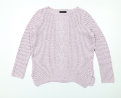 Marks and Spencer Damen Lila Rundhals Acrylmischung Pullover Größe 12
