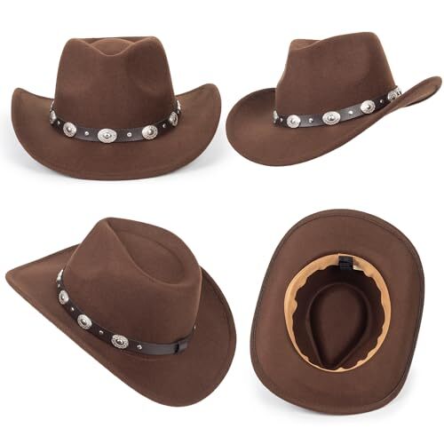 Western Damen Cowgirl-Hut mittelgroß braun-runde Schnalle Gürtel Dekor Träne - Bild 5 von 7