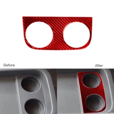 For Honda Odyssey 2005-10 Red Carbon Fiber Rear Water Cup Holder Panel Cover 