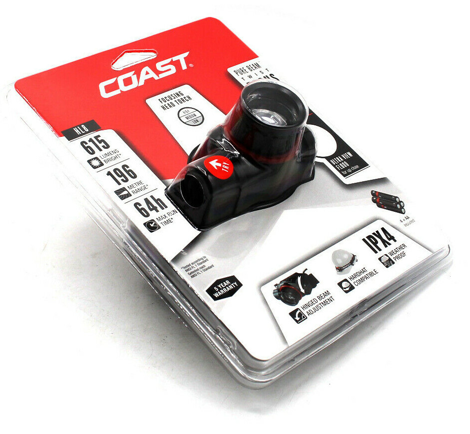 COAST HL8 LED PROFESSIONAL FOCUSING HEAD TORCH 196 METRE RANGE WEATHERPROOF Wysoko oceniana nowa praca