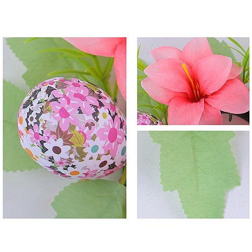 Easter Artificial Candle Ring Easter Flowers Candle Wreath Table Centerpiece - Picture 8 of 16