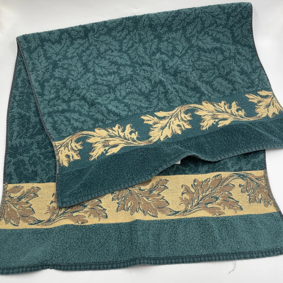  Toalla de baño Wamsutta vintage - 44x24 verde floral - hecha en EE. UU.   Foto 4 de 4