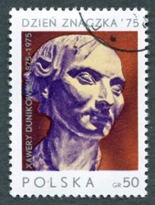 POLAND 1975 50g SG2395 used FG CTO Stamp Day Xawery Dunikowski Birth Anniv #C02