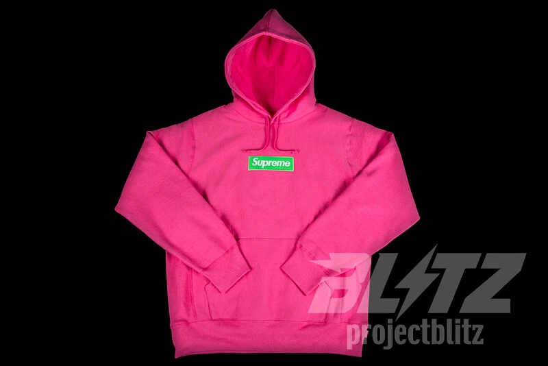 SUPREME BOX LOGO HOODED SWEATSHIRT MAGENTA S L XL FW17 HOODIE PINK