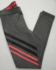 UNDER ARMOUR Women's Medium Fitted Leggings Gray Contrast Stripe Yoga Running