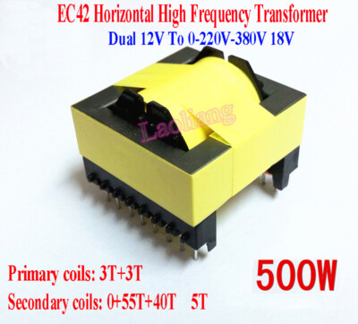 Dual 12V To 0-220V-380V 18V 500W Horizontal High Frequency Transformer Inverter