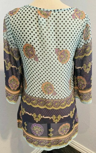 Million Bullpup Womens Small Blouse Top Sheer BOHO Blue Oversize Beachy NWT - Picture 5 of 9