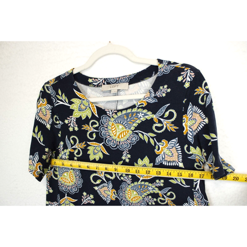 Abito Loft Corto Cambio Maglia Donna S Manica Corta Blu Floreale Elasticizzato Morbido Comodo - Foto 7 di 11