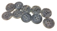 10 VINTAGE MOTTLED MARBLED GRAY PLASTIC BUTTONS 3/4" 4 HOLE
