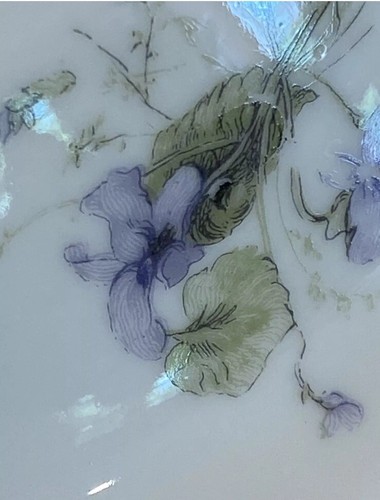 TARASCON Haviland VEGETABLE BOWL Oval, Purple Violets, Scalloped Schleiger 452 - Picture 4 of 22