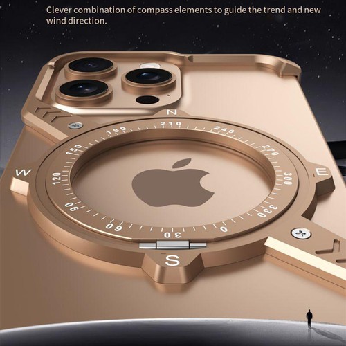 For iPhone 16 15 Pro Max 14 Pro Metal Frameless Magnetic Case + Rotation Stand - Picture 5 of 11
