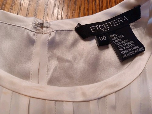 Etcetera schwarz weiß Plissee vorne Seidenmischung ärmelloses Top Größe 00 - Bild 5 von 10