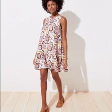 LOFT Petite Paisley Floral Boho Swing Dress