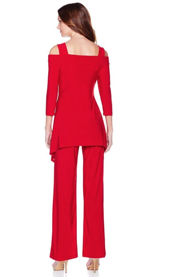 Tiana B. "Chic But Comfy" - Red 2 Piece "Hi-Lo Tunic" With Pants Women's Size L  - Image 3 of 3