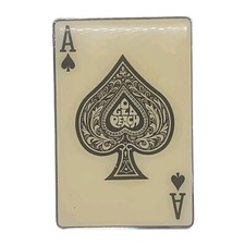 A Ace of Spades Cards Cream Silver Poker Belt Buckle 3.5" X 2.5"