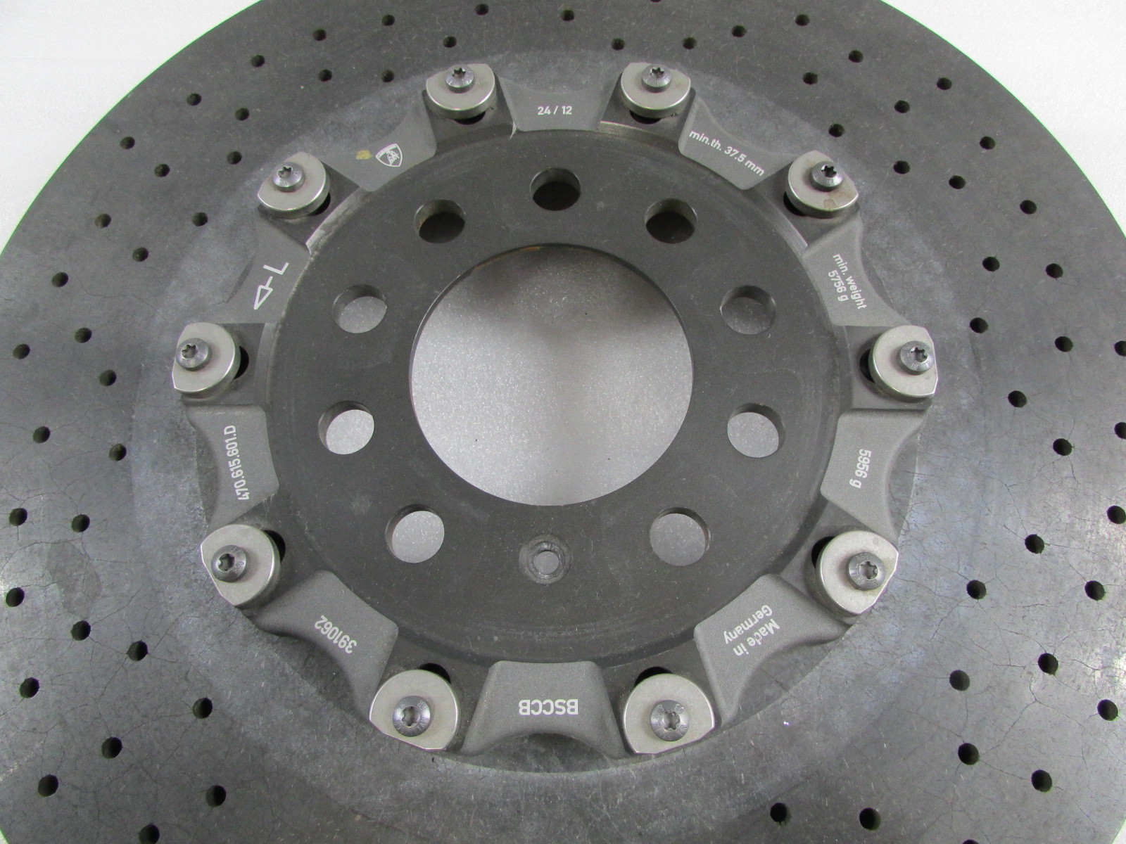 Lamborghini Aventador, LH, Left Rear CCM Brake Rotor, Used, P/N 470615601D