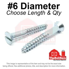 #6 Slotted Flat Head Wood Deck Screws Zinc Clear 1/2"- 2" (Pick Length & Qty)