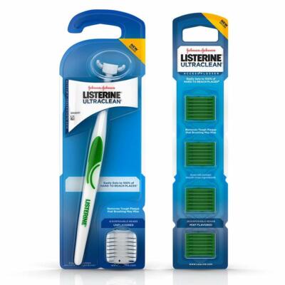 Listerine UltraClean Access Flosser Starter Pack( 8 unflavored refill & 28 mint)